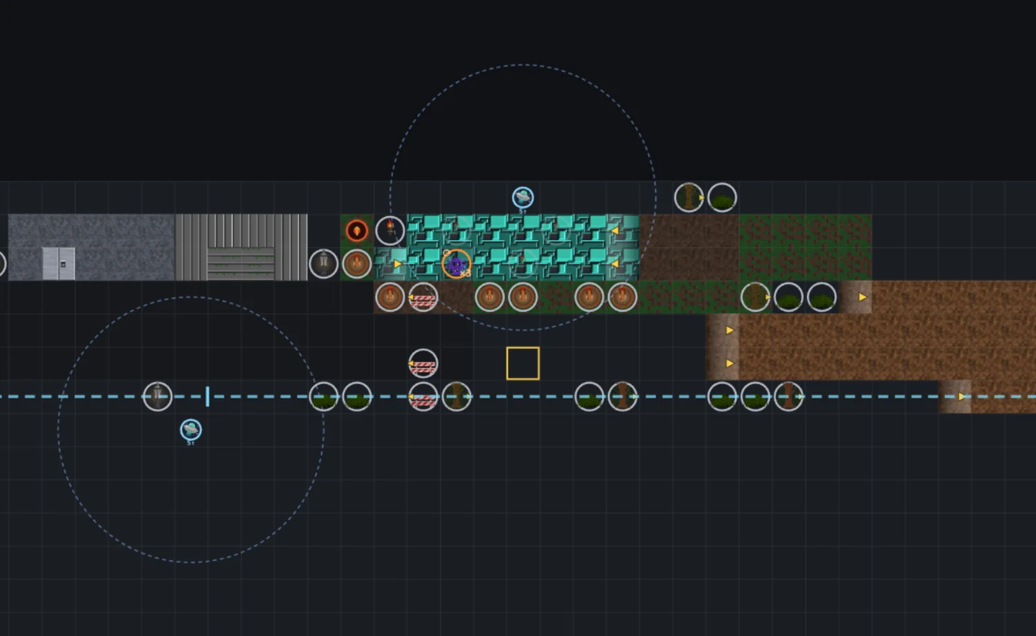 Painting a side-scrolling level on the editor grid