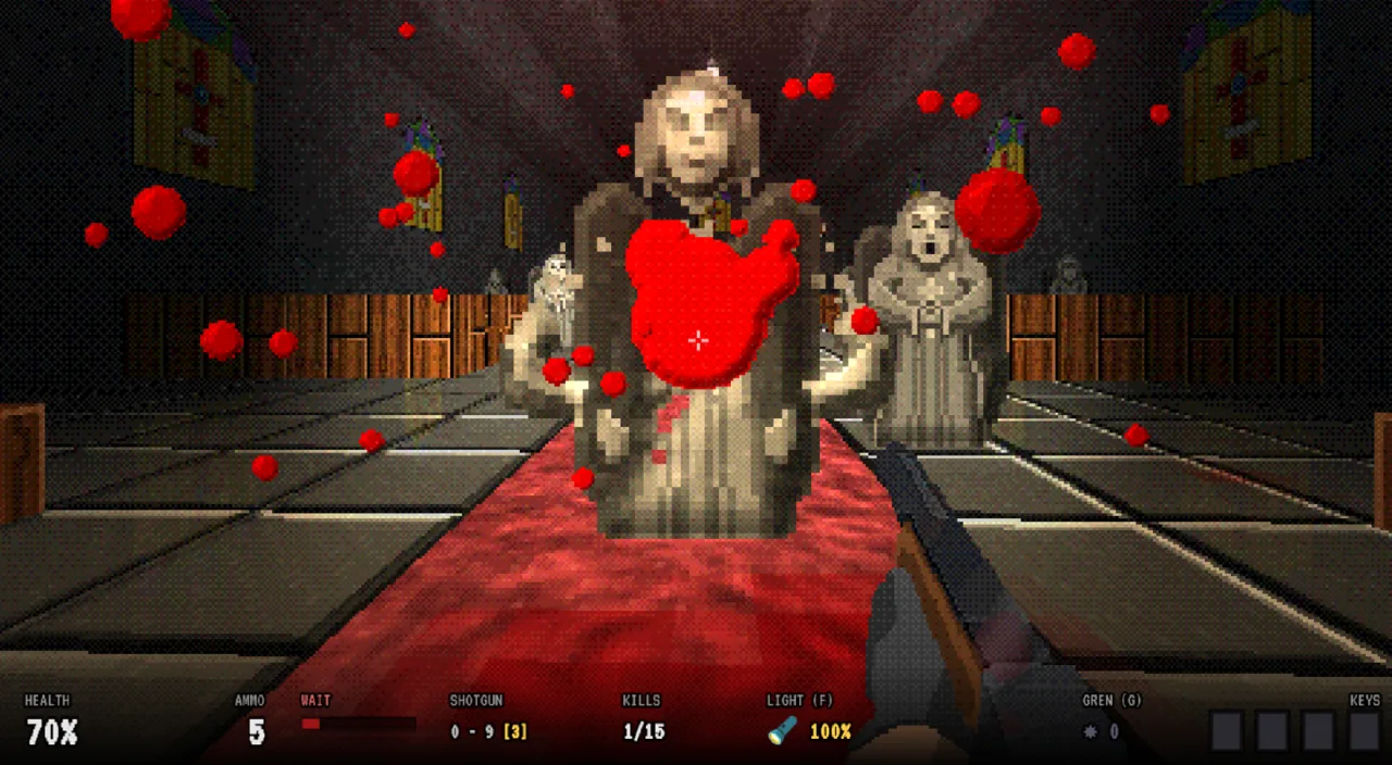 A blood-soaked cathedral boss fight
